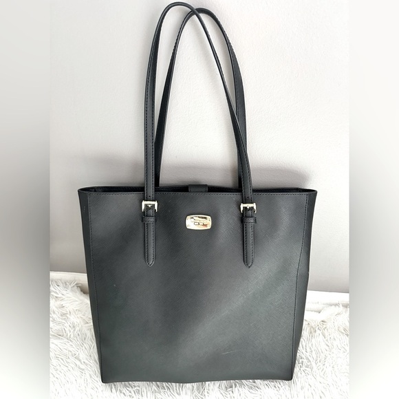 Michael Kors Black Saffiano Leather Shoulder Tote | Gold Hardware - Picture 16 of 16